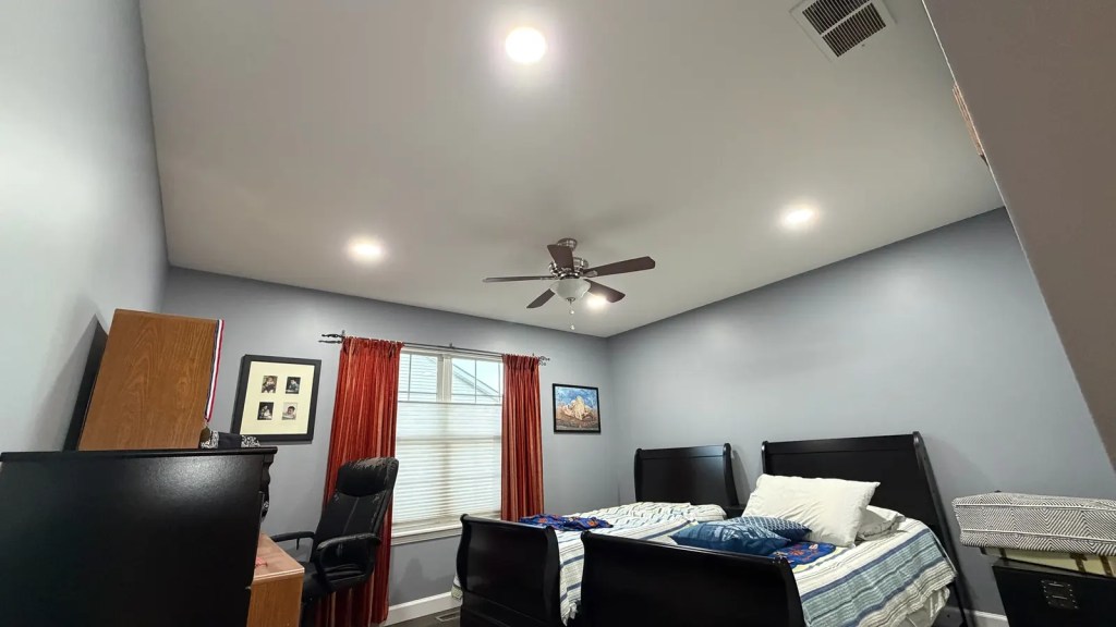 Bedroom ceiling fan recessed