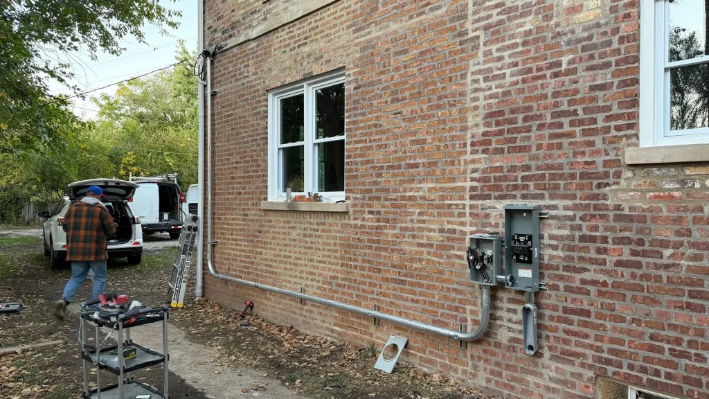 Exterior brick meter service