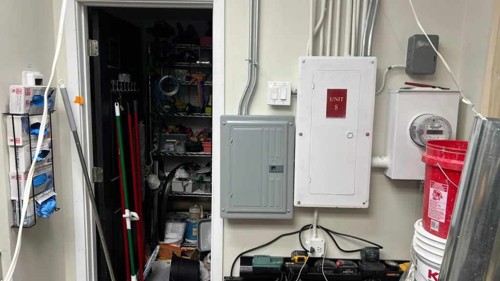 Utility closet panel controls
