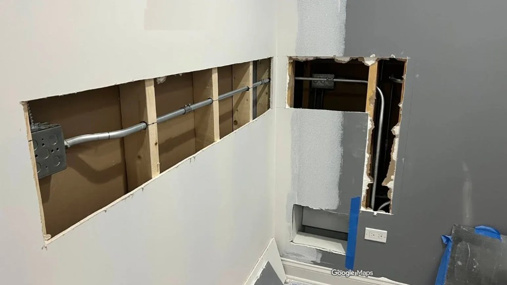 Wall cut in old wiring